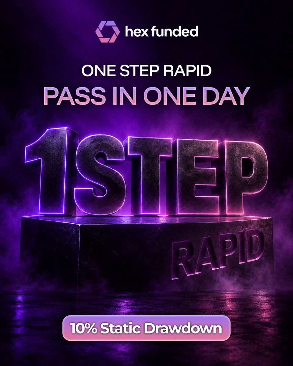 HexFunded's tweet photo. One Step Rapid. Pass in a single day. 🖤

10% static drawdown, one phase, no unnecessary waiting.

If you can trade well, you can be funded tomorrow. https://t.co/vodjhvy2yT