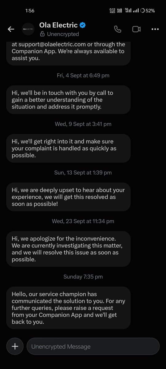 iamsayaz's tweet photo. No call no message received just creating and closing the tickets 🤬 @OlaElectric @bhash don't purchase #Olaelectric totally waste of money https://t.co/pn7TuAjYWL
