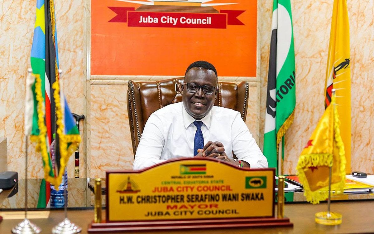 RadioOneSS's tweet photo. Christopher Serafino Wani Swaka is the Caretaker Mayor of Juba City and one of several officials appointed on 1st October 2026. 

For the full list of appointees, follow this link: https://t.co/Vb8JR0jZEE #SouthSudan #SSOX #SSOT https://t.co/uZqr5gFjOs