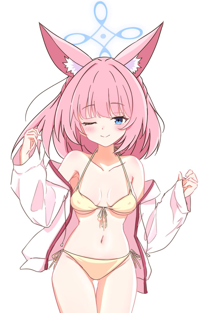 Starsage2R's tweet photo. あの… 似合ってる…かな？
ニコ(水着)🩷🩶

#ブルアカㅤ https://t.co/BXKQ1U1k0X