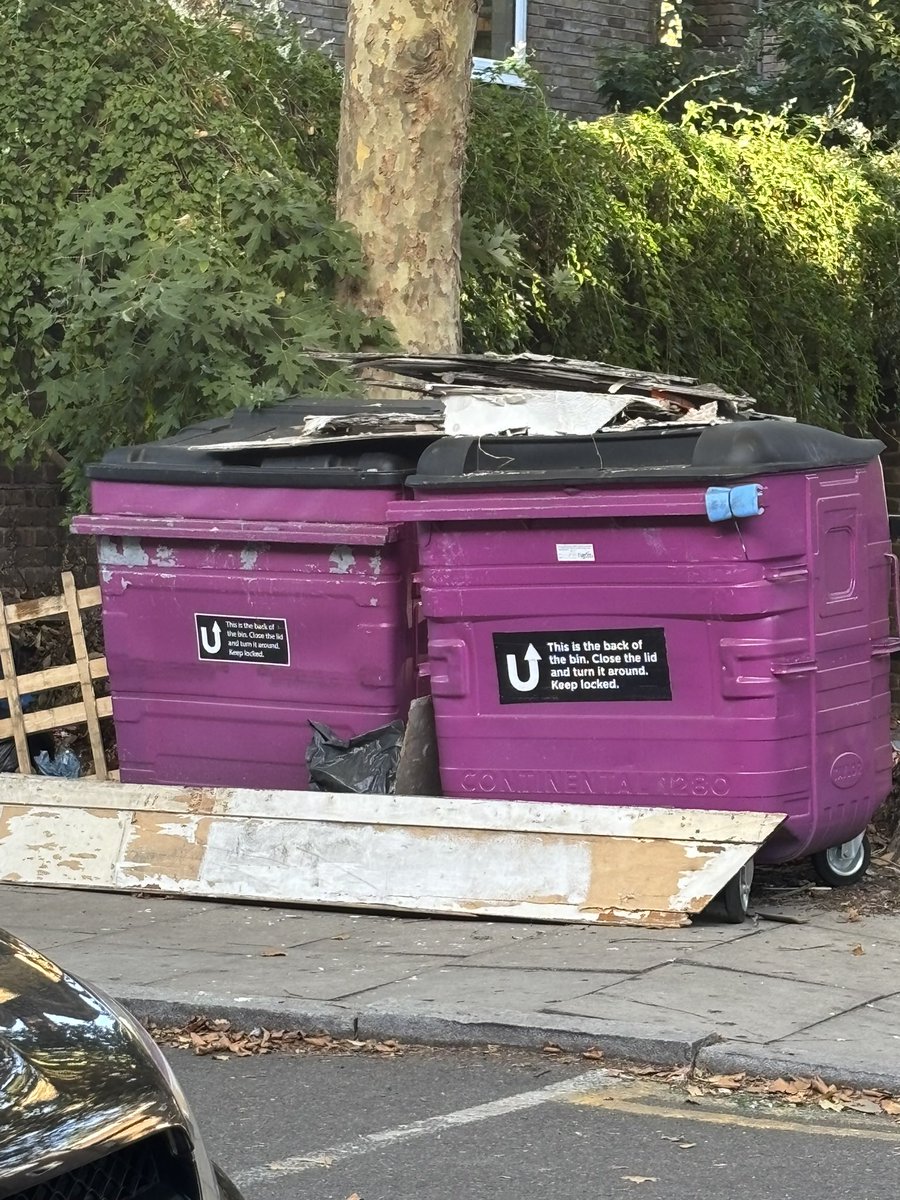 Mal9112003's tweet photo. @TowerHamletsNow  Looks like I’ll be sticking my recycling in the rubbish bins because I’m not moving that trash. And you talk about sitting more stinking food recycle bins around the place. https://t.co/KHo2ULqEno