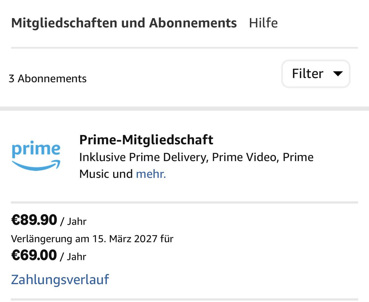 Technikfaultier's tweet photo. Oha, da hat Amazon schnell reagiert, mal schauen, ob das bis dahin so bleibt. Jetzt noch 3x20,- für die letzten Jahre zurück bitte danke. https://t.co/BTwSPKlpMc