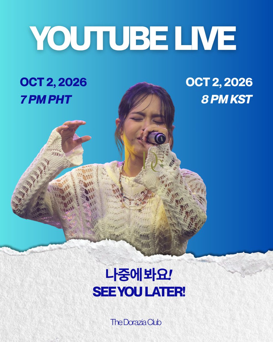 doraziaph's tweet photo. 𝐃𝐎𝐑𝐀𝐙𝐈𝐀𝐒, 𝐒𝐄𝐄 𝐘𝐎𝐔 𝐋𝐀𝐓𝐄𝐑! 💜

𝐆𝐰𝐲𝐧 𝐃𝐨𝐫𝐚𝐝𝐨 is going LIVE on YouTube tonight! 🎤✨

⏰ 𝟕:𝟎𝟎 𝐏𝐌 𝐏𝐇 | 𝟖:𝟎𝟎 𝐏𝐌 𝐊𝐒𝐓
📺 𝐉𝐨𝐢𝐧 𝐭𝐡𝐞 𝐥𝐢𝐯𝐞 𝐨𝐧 𝐆𝐰𝐲𝐧’𝐬 𝐘𝐨𝐮𝐓𝐮𝐛𝐞 𝐜𝐡𝐚𝐧𝐧𝐞𝐥:
https://t.co/QYmbjj8vgn

#GwynDorado #그윈도라도 #kpop