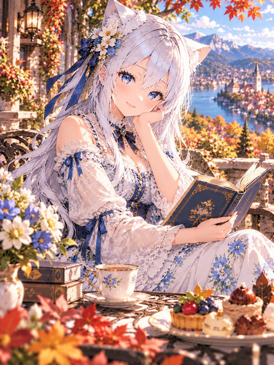 ExplodeV64267's tweet photo. 美しい花々に囲まれたテラスで、ゆったり読書タイム📖🤍
秋色に染まる街並みを眺めながら、静かに過ごす白ミオ。
植物とともに楽しむ、ちょっぴり優雅なひととき✨
#AIイラスト #AIart #白ミオ #猫耳 #世界の植物 https://t.co/wk4SkUAAfA