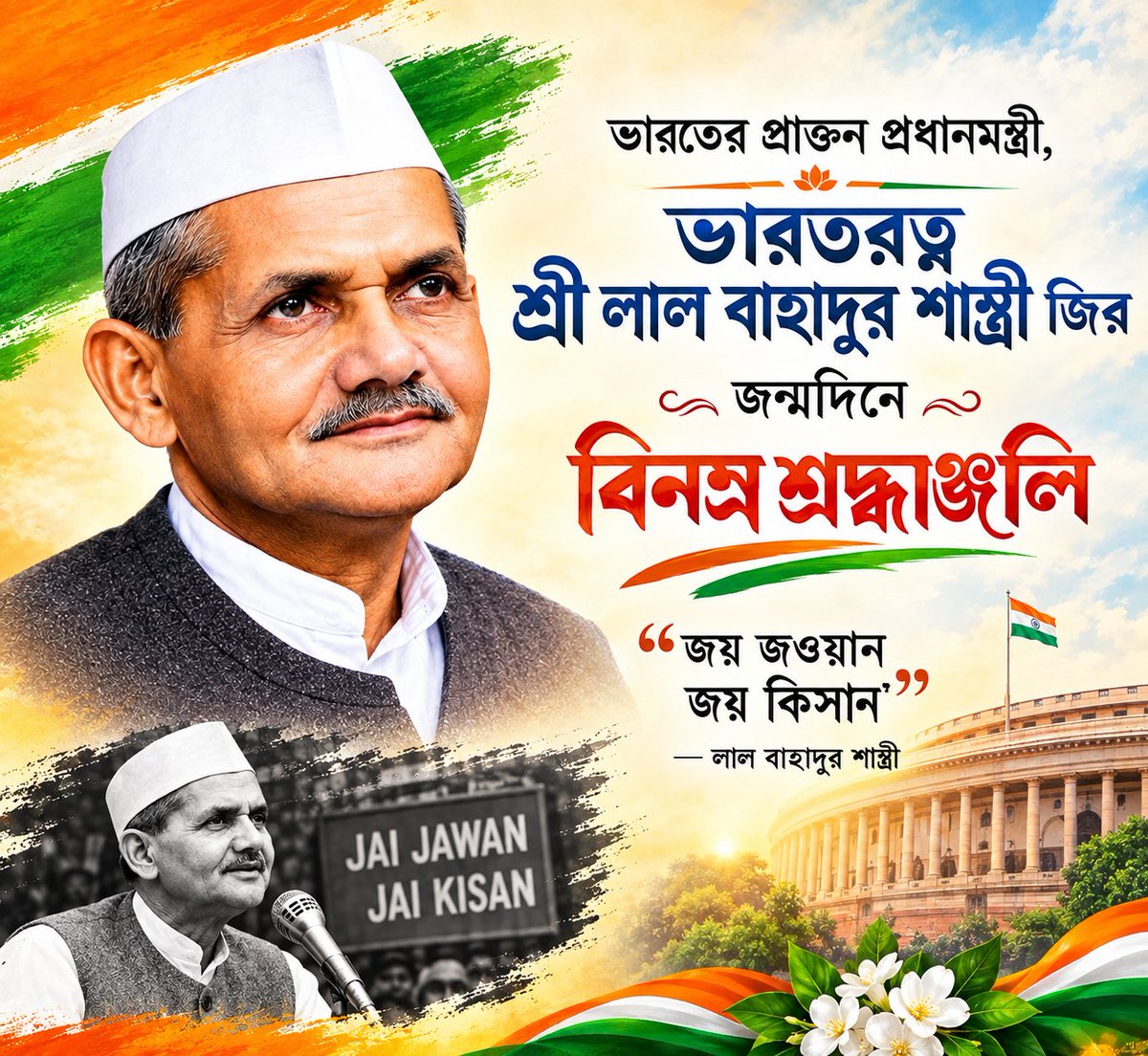 BAssembly14925's tweet photo. Tributes to former Prime Minister of India Bharat Ratna Lal Bahadur Shastri Ji on his birth anniversary.🙏💐 https://t.co/lLpIUlyN4t