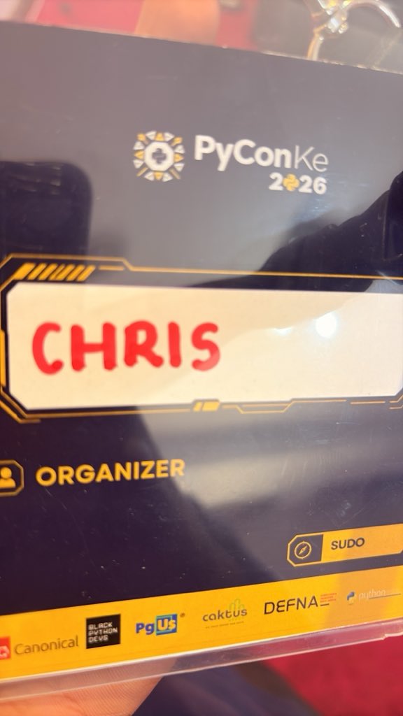 achinga_chris's tweet photo. i love python π
here at @PyconKenya, not because of my love for python β¦.. meh
#pyconke #pyconke2026 https://t.co/T6M4hO1nHx
