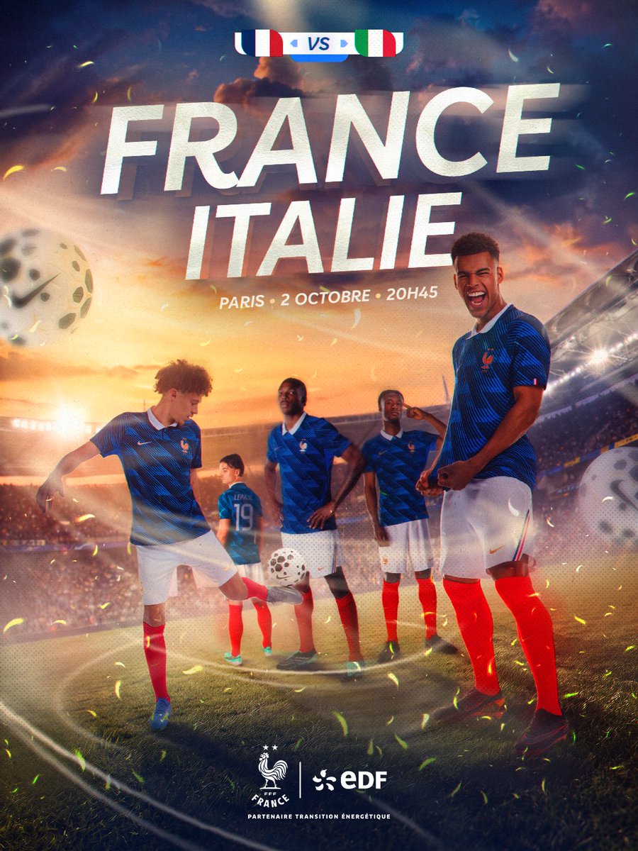 EDF_Foot's tweet photo. 🇫🇷 ⚔️ 🇮🇹

Les Bleus retrouvent le Stade de France ce soir pour ce choc de la 3ème journée de Ligue des Nations face à l’Italie 💪

Vos pronostics ? 

#EDFFoot https://t.co/5RZEL68IR6
