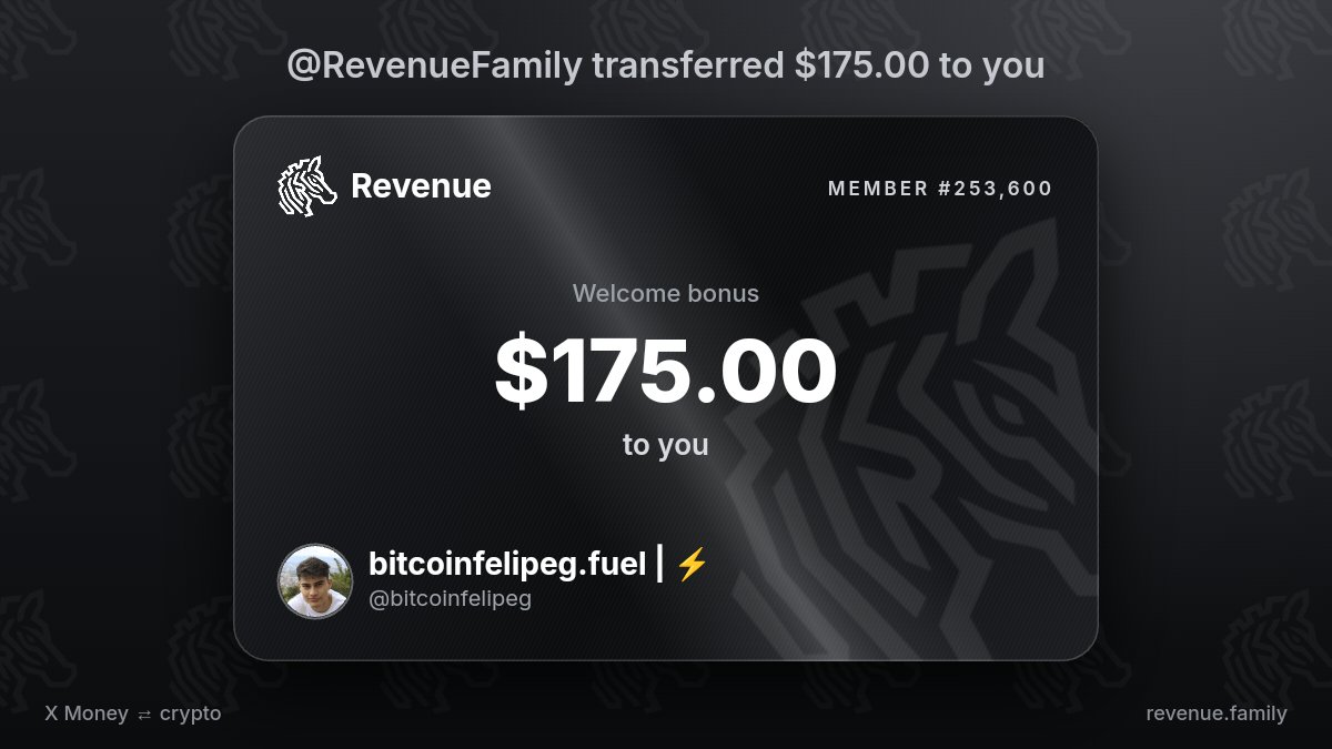 bitcoinfelipeg's tweet photo. @RevenueFamily Got $175.00 from @RevenueFamily today https://t.co/96CGQ1S1rx