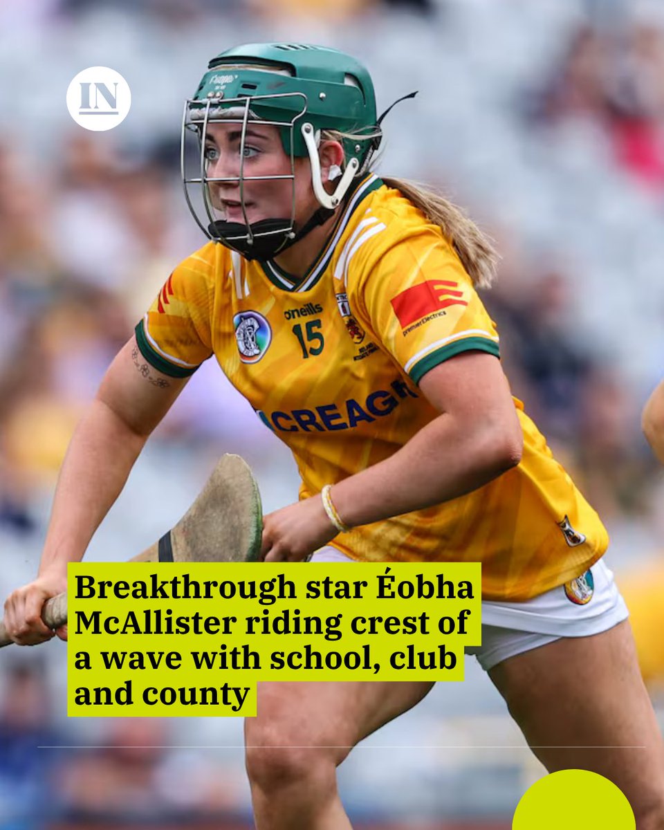 irish_news's tweet photo. It has been some time since any Ulster player has had such an immediate impact on the inter-county camogie scene as Éobha McAllister.

The Dunloy teenager scored on her Antrim debut as a second half substitute in the opening Division 1A league game against Tipperary, and contributed handsomely in every other game of a season that delivered a first win over Cork in 70 years, a third successive Ulster title and then the Glen Dimplex All-Ireland intermediate crown in August.

Read more: https://t.co/1VokcGjasW