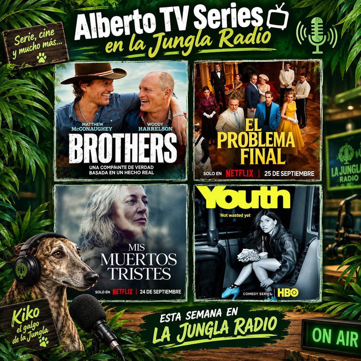 Albertotvseries's tweet photo. Resumen de las series que he comentado esta semana en @lajunglaradio 

#Brothers
#Youth
#MisMuertosTristes
#ElProblemaFinal

Has visto alguna ? 
Más info en el post  https://t.co/MhZB3IBgle https://t.co/A2pl3Fv180