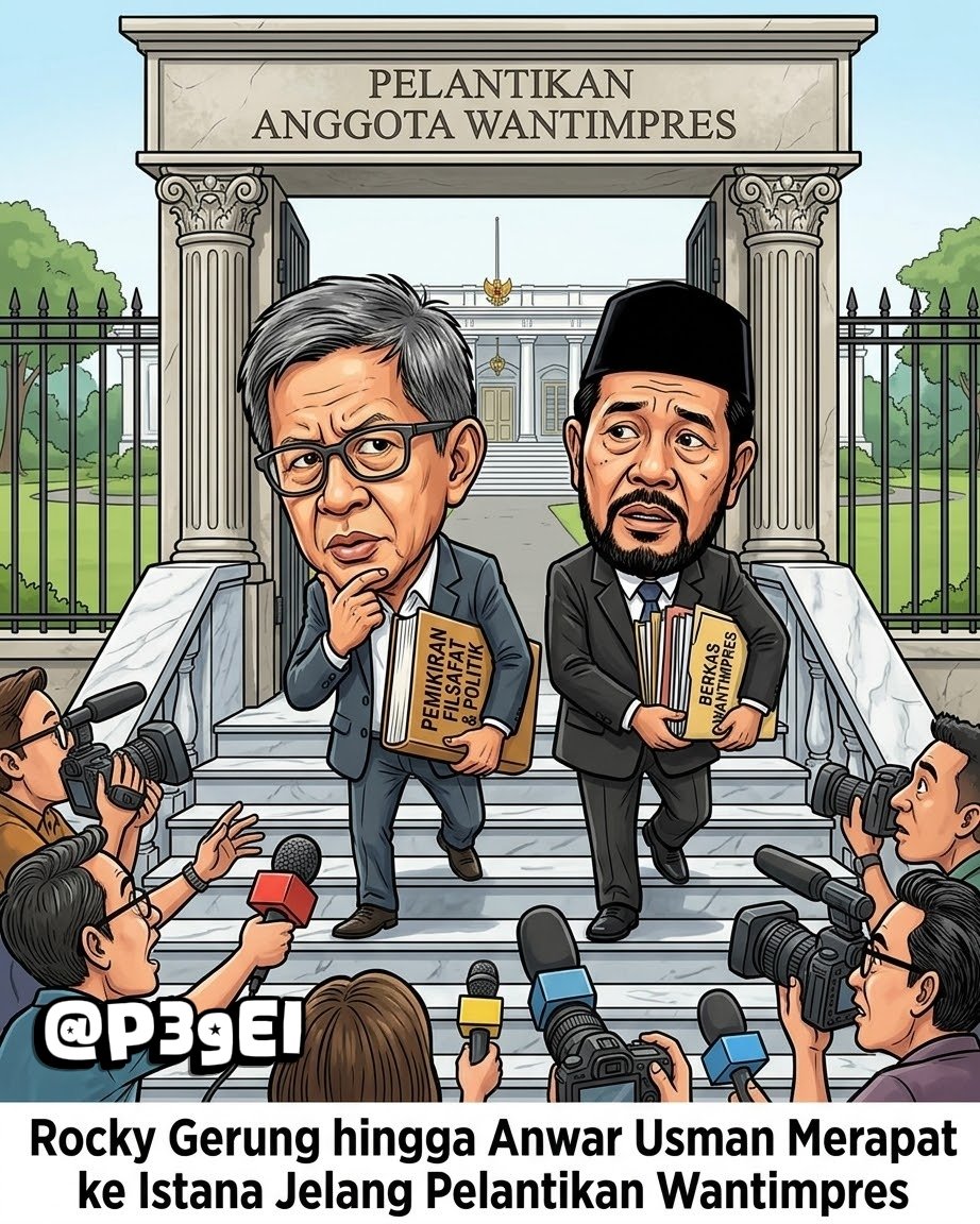 P3gEl's tweet photo. Jaman Mul rajin teriak-teriak melontarkan kritik tajam, hari ini bapak filsafat mendadak rapi di Istana dengan setelan jas paripurna dan peci kebanggaan. Ajaibnya, saat ditodong mikrofon wartawan, mereka kompak menunjukkan kualifikasi utama dari info loker VVIP ini: jago akting pura-pura kaget dan dengan polosnya mengaku "nggak tahu diundang buat apa." Mungkin di mata mereka, Istana Negara tak ubahnya coffee shop tempat nongkrong dadakan untuk menghadiri giveaway kursi kekuasaan. 

Pada akhirnya, semua sandiwara keluguan ini berujung pada definisi 'Rezeki Anak Sholeh' jalur VIP, di mana mereka yang datang pura-pura kebingungan bisa pulang dengan senyum semringah menenteng SK Jabatan Wantimpres. Terbuktilah pepatah pamungkas itu; dalam politik tidak ada musuh yang abadi, yang abadi hanyalah pembagian jatah kursi.🙂