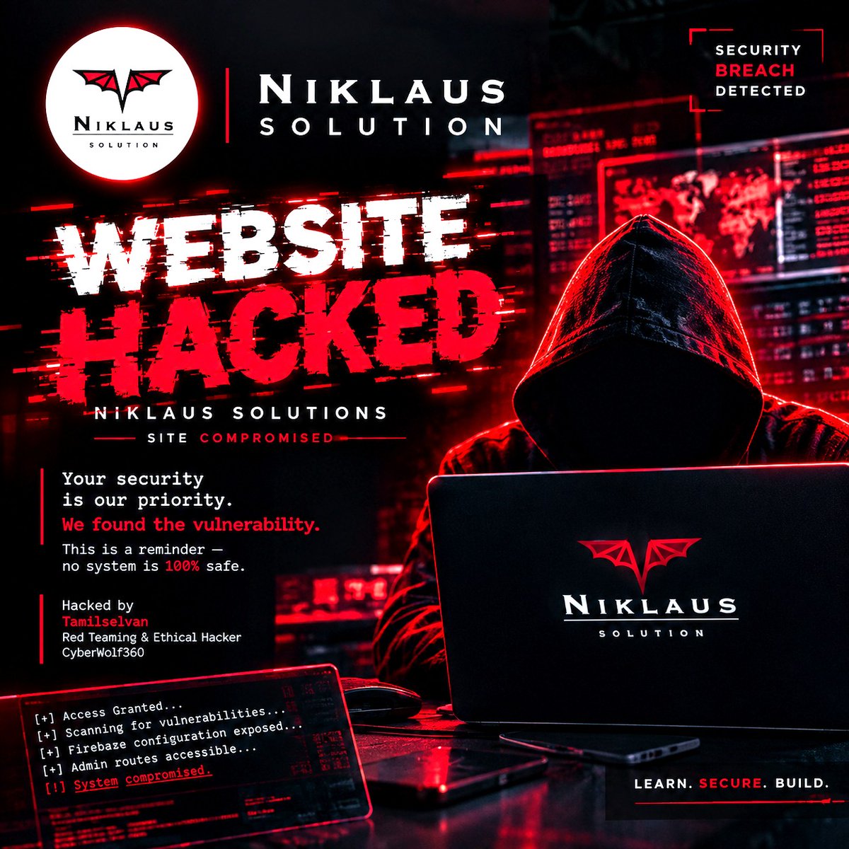 CyberWolfIT's tweet photo. Day 1 of 100 Hacking Challenges

🔐 Security Testing | API Key Exposure
During authorized security testing of the Niklaus Solutions application, a potentially exposed API key was identified.
🐺 Cyber Wolf — Test. Identify. Secure. Improve.

#CyberSecurity #APISecurity #cyberwolf https://t.co/6cUhMojiXk
