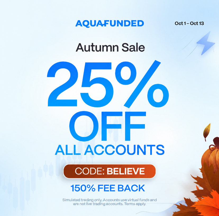 sparow_fx's tweet photo. 25% OFF all accounts is here! 🍁

✅ 25% OFF all accounts
✅ 100% Profit Split and On-demand payouts available
✅ 150% Refund

Get funded now at 👉 https://t.co/L5JqOAySiC https://t.co/0y63AyD5aG