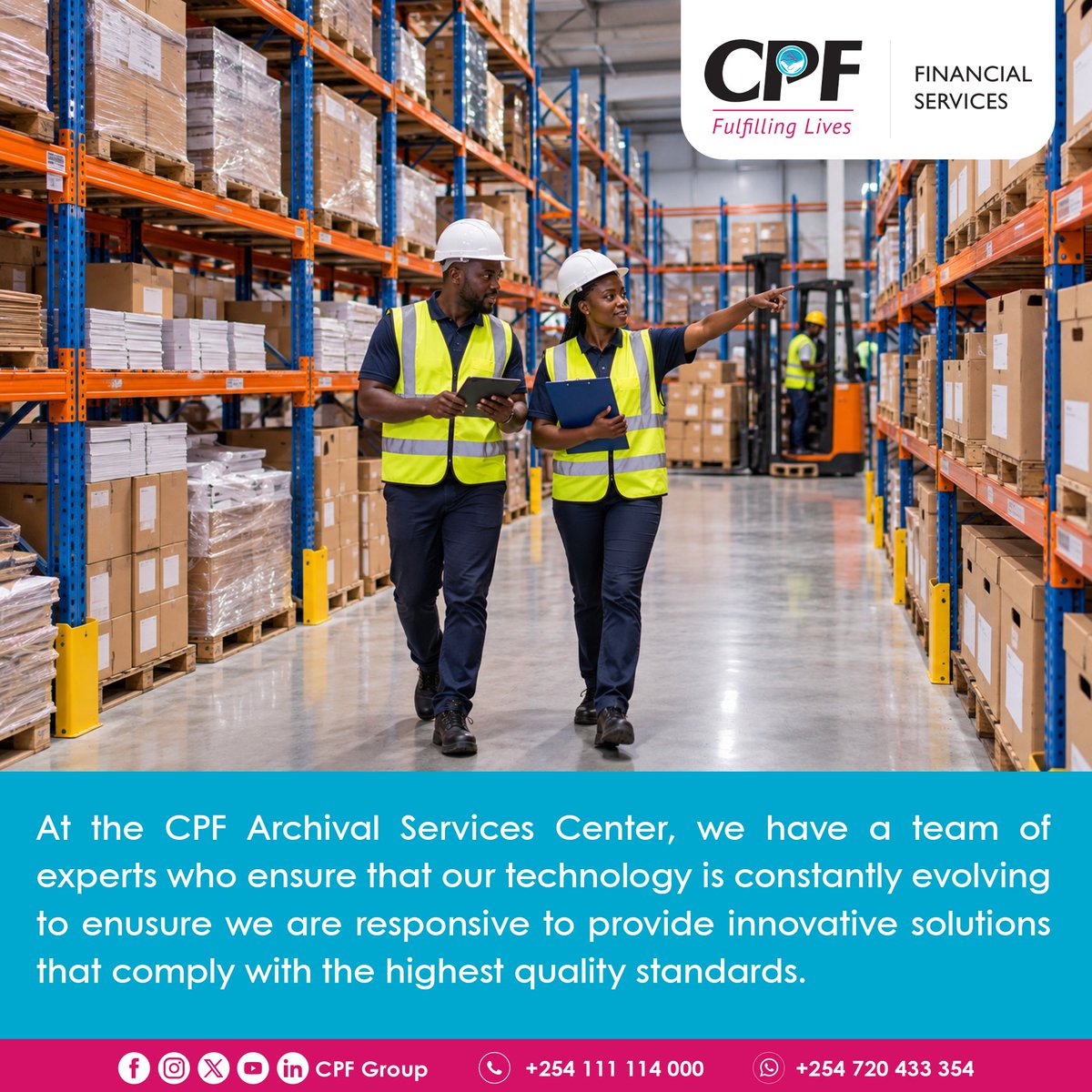 cpf_kenya's tweet photo. At the CPF Archival Services Center, we have a team of experts who ensure that our technology is constantly evolving to enusure we are responsive to provide innovative solutions that comply with the highest quality standards. https://t.co/qxhjb9UpmI
