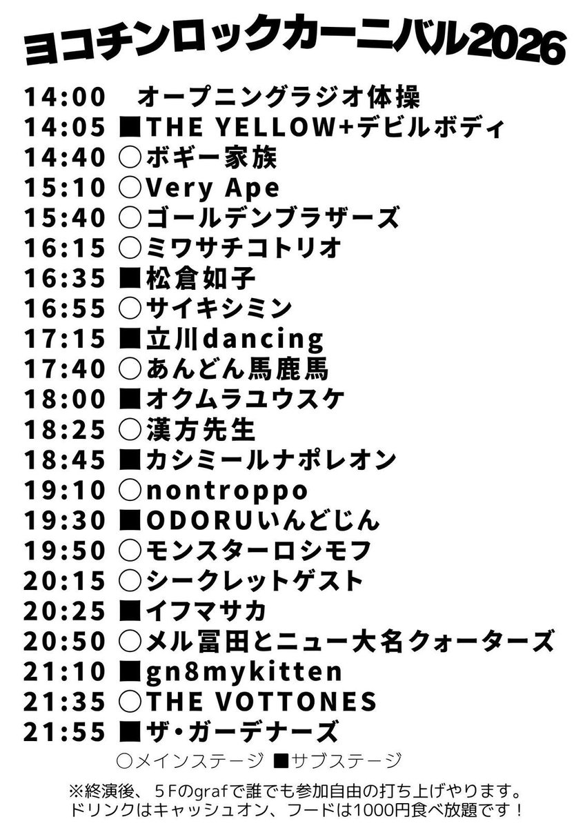 BoGGGeY's tweet photo. 『ヨコチンロックカーニバルQ&amp;A』

Q.お金ないですがツケききますか？

A.ツケききます。誰でもお金がないときくらいあります。あるときに払いにきてくれたらそれでOKです！飛び込んで来てください、今年のチンロックは今年しか見れません。
#チンロック https://t.co/oT3u251BTu