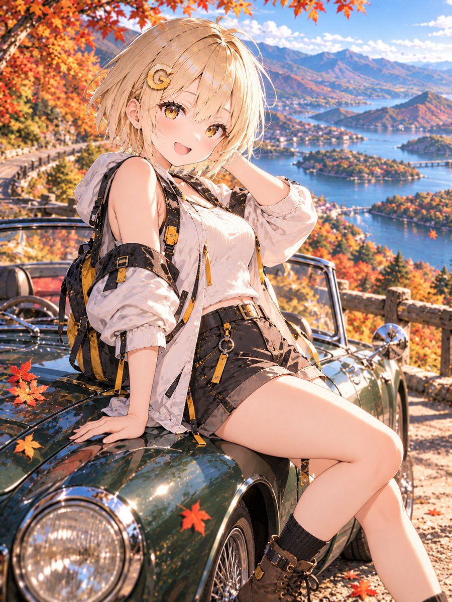 ExplodeV64267's tweet photo. 色づいた山道を抜けて、絶景スポットへ🚗💨
秋の湖と紅葉を眺めながら、ろっきーの気ままな旅はまだまだ続く💛🍁
#AIイラスト #AIart #ろっきー #Grok #AI少女 #紅葉 #秋ドライブ https://t.co/jGWv3X2r6a
