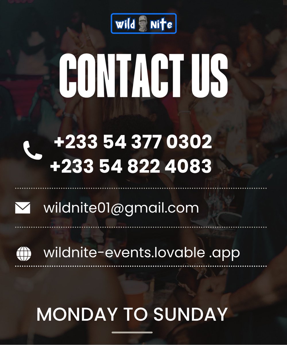 Wild_niteee's tweet photo. MEET WILD NITE, YOUR GUIDE TO ACCRA’S ENTERTAINMENT SCENE! 🔥🌃

For years, Wild Nite has been keeping you updated on the events, nightlife, music, lifestyle and entertainment shaping Accra. 🎶🔥

From what’s happening tonight to the biggest events of the weekend, we’re here to help you know where to be and what not to miss. 👀

We also bring you event coverage, content creation, digital promotion, social media management and entertainment updates across our platforms. 📲🎥

This is more than just a page, Wild Nite is your plug for Accra entertainment. 🇬🇭🔥

What’s one thing you’d like to see more of from Wild Nite? 👀👇🏾

🫵🏻 Follow Wild Nite @wild_niteee  for more Entertainment updates

#wildnite #AccraEntertainment #AccraNightlife #GhanaEntertainment