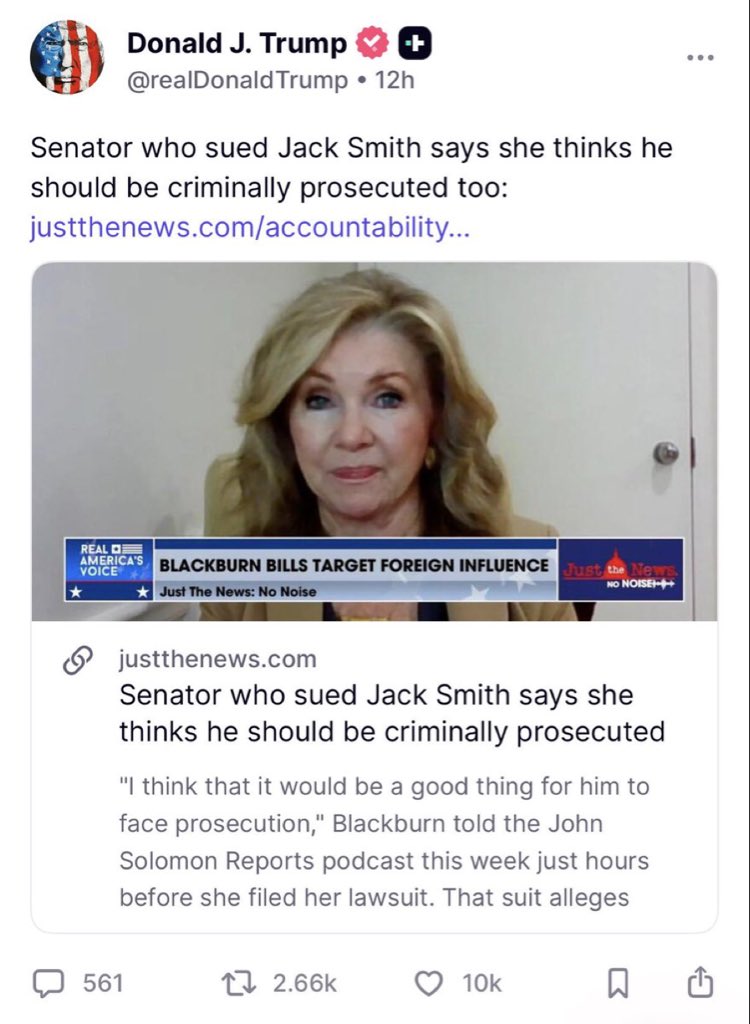 joliedo534's tweet photo. No one is above the law, including a prosecutor who weaponized the Justice Department. 

It’s time for Jack Smith to face accountability. https://t.co/CyPEnvHvnN