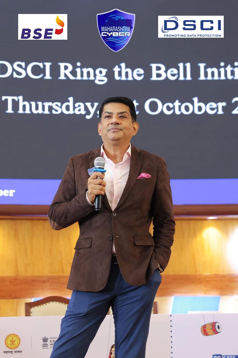 MahaCyber1's tweet photo. DSCI Ring the Bell Initiative at BSE! In the gracious presence of Hon’ble IT Minister Shri Ashish Shelar, Shri Yashasvi Yadav (IPS), ADG, Maharashtra Cyber, shared valuable insights on cybercrime. 
One awareness session, a lifetime of digital security! 
#DSCI #CyberSecurity https://t.co/JtwGkIMy2r