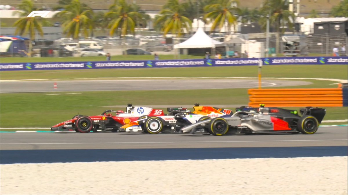F1's tweet photo. Leclerc wins the three-way race to Turn 1 💪

#F1 #BahrainGP https://t.co/I8FQrDkLnU
