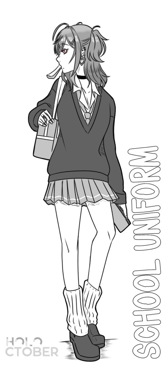 Em_rynn's tweet photo. Day 2: School Uniform 

#holoctober #ririkart https://t.co/9kEiD8lBlh