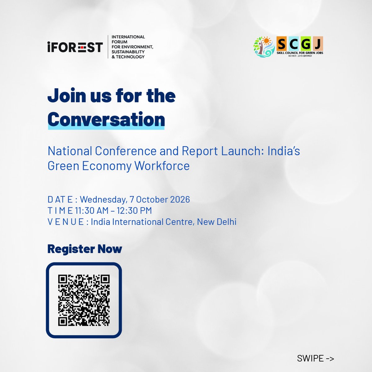 iForestGlobal's tweet photo. #iFORESTEvent| India's green transition is a jobs story. Our first panel, Future of Work, asks what green work will look like, and who it will reach.  

We are pleased to be joined by: 
Dr Amrita Goldar,@ICRIER
Dr Dhanya M.B. @vvgnli
Dr Kanika Mahajan, @AshokaUniv
Dr Ruchika Singh, @WRIIndia
Ms. Wilma Rodrigues, Saahas Zero Waste  

The session will be moderated by Ms Sangeeta Patra, @sscgreenjobs

🗓️ 7 October 2026 | 11:30 AM – 12:30 PM 
📍 India International Centre, New Delhi 🔗https://t.co/ePHCI54kGl

@Bh_Chandra @sresthab @mandvi7 @SKKanchan_
@sscgreenjobs

#GreenJobs #SkillIndia #GreenEconomy #JustTransition #FutureOfWor