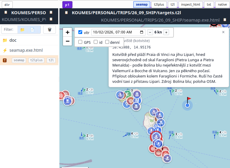 peta2la's tweet photo. The core code I inspect. What I don't inspect are the minor isolated modules on top of it. Even that line moved - https://t.co/4Ilni8njse I vibe-coded the core of, with the plan to redo it inspected later. The plugins Claude puts in there, mostly HTML, I no longer read at all.

And they are not trivial things. In the picture: trip destinations, wind, waves. The wind is shifted to the window when the boat can actually be there. Claude gave me that in an hour, and filled in the destinations too.

Alive here:
https://t.co/oAatpYrkXC