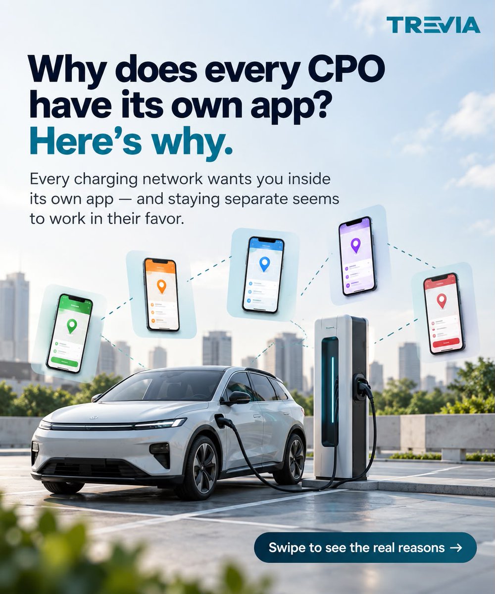 TreviaEV_India's tweet photo. Think EV app fragmentation is a tech problem? It isn't ⚡

The protocol to connect every charger network in India already exists (OCPI). Networks choose not to use it because walled gardens protect wallet balances, margins, and user data. https://t.co/pe8JaDJAKo