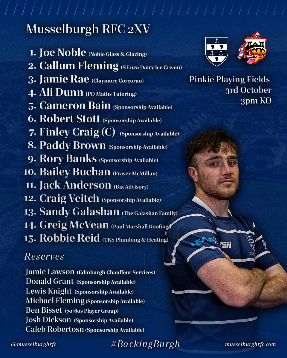MusselburghRFC's tweet photo. ๐/ Your Senior Men's Squads to take on Gala and Stirling County tomorrow on our Oktoberfest Weekend ๐
#BackingBurgh https://t.co/FhqKOzGQOh