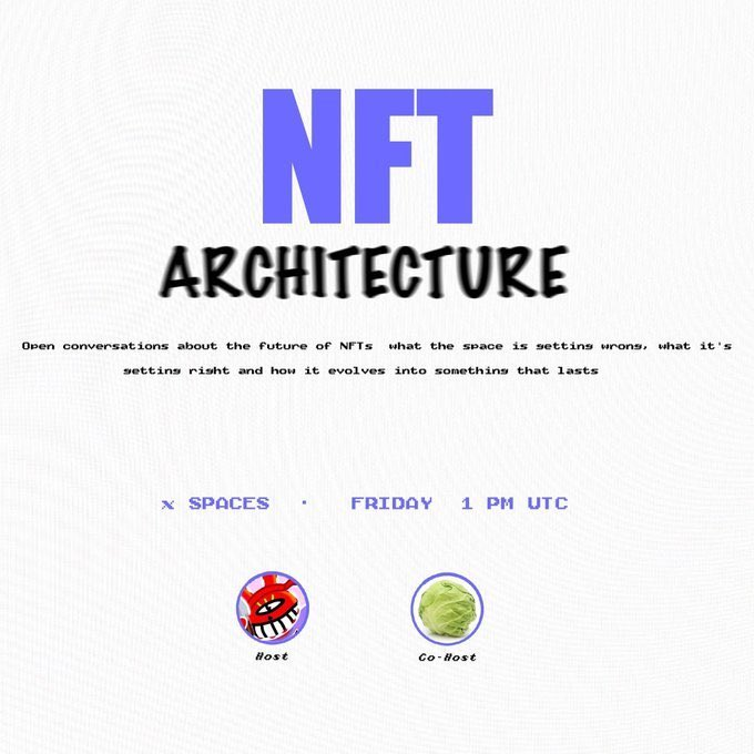 svnTank's tweet photo. Gmonad gang,

Nft Architecture EP014 (with community)
Time: 1PM UTC

Join the space and catch up with us       
Set reminder below👇 https://t.co/0OFbPquP3y
