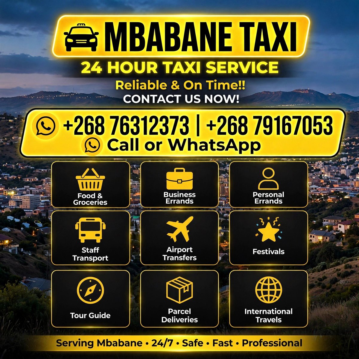 JazzinsoulOTS's tweet photo. DON'T DRINK AND DRIVE
Call a Cab 🚕
#TaxiMbabane
#MbabaneTaxi
#TiniTwitter https://t.co/FLfjare0HE