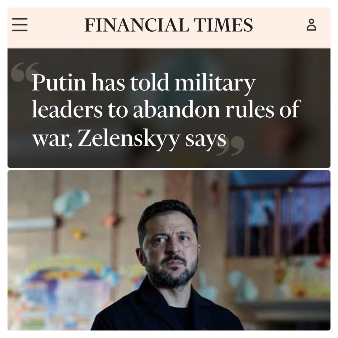 jurgen_nauditt's tweet photo. Putin has ordered the lifting of all restrictions on attacks against Ukraine; according to Zelenskyy, speaking to the *Financial Times*, there are now no rules left at all.

The genocide is not proceeding fast enough for the Russian mass murderer.

According to Ukrainian intelligence, the Russian dictator issued this order back in September. Since then, Russia has intensified its attacks on Kyiv, targeting—among other things—schools, hospitals, and data centers.
