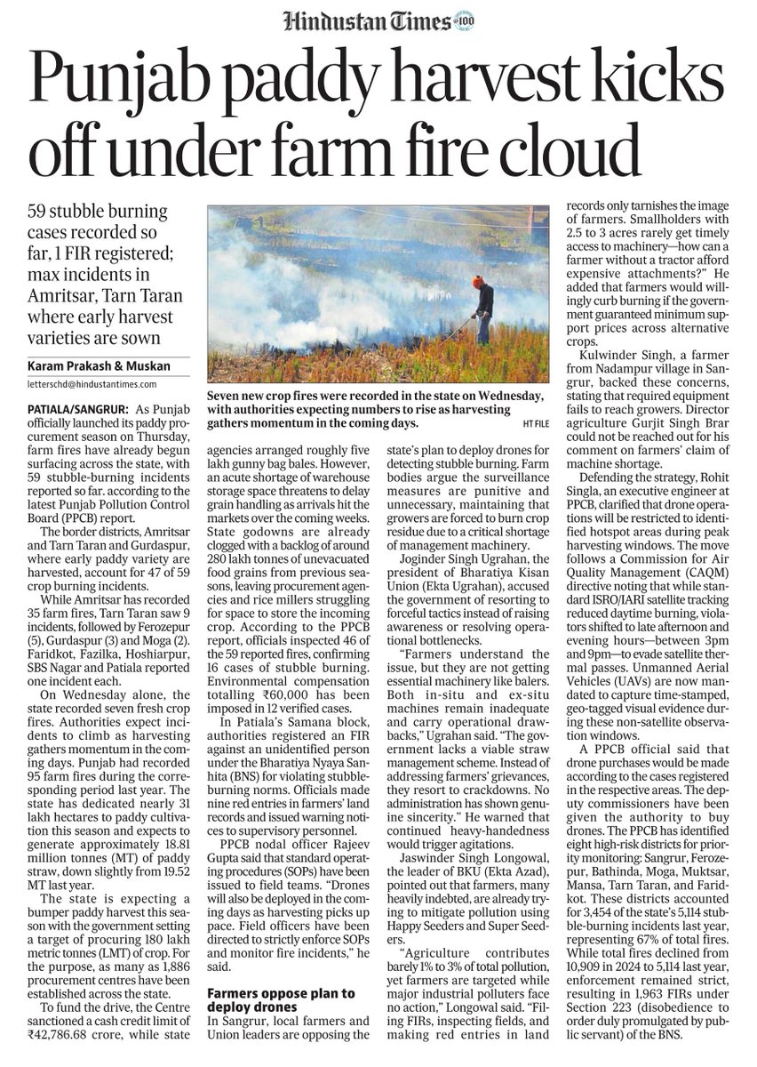 MuskanK68462375's tweet photo. Farmers oppose plan to deploy drones #paddy #kharif #stubbleburning #farmersprotest https://t.co/DNUCyxLbi1