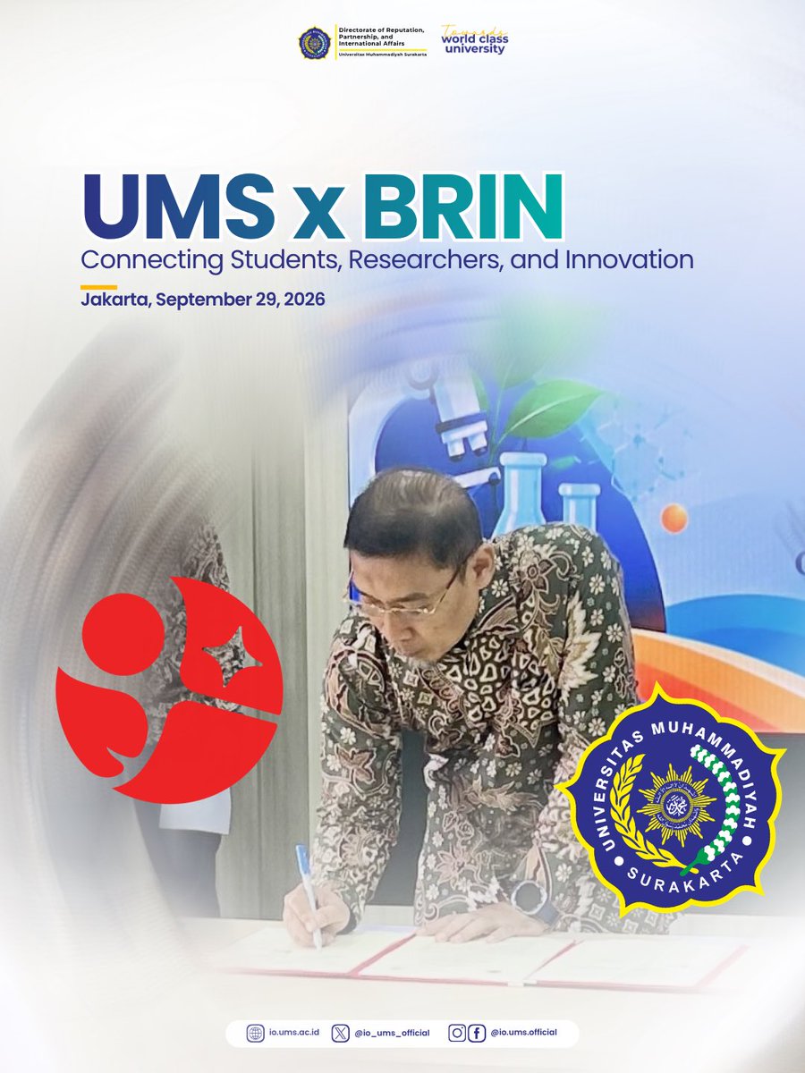 io_ums_official's tweet photo. UMS has established a strategic partnership with BRIN (National Research and Innovation Agency), opening new opportunities for UMS students to gain hands-on experience through research internships.

#UMS #BRIN #ResearchInternship #ResearchInnovation #NationalResearch https://t.co/pFtIDVYPlr