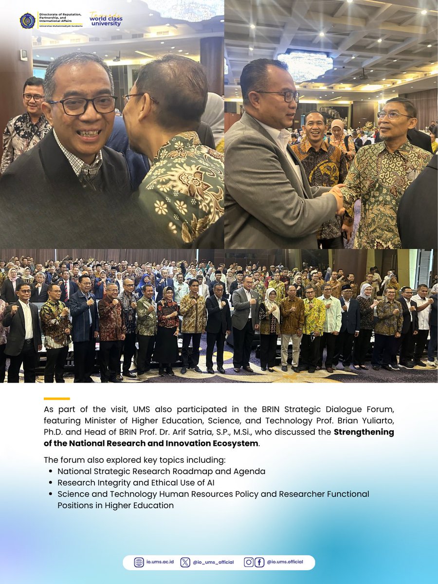 io_ums_official's tweet photo. UMS has established a strategic partnership with BRIN (National Research and Innovation Agency), opening new opportunities for UMS students to gain hands-on experience through research internships.

#UMS #BRIN #ResearchInternship #ResearchInnovation #NationalResearch https://t.co/pFtIDVYPlr
