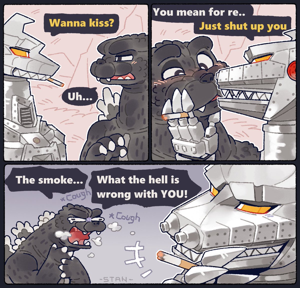 DANGERCITY_'s tweet photo. 坏点子生成中。Mecha有时候会戏弄Godzilla只是为了看他的蠢脸😭
#godzmecha https://t.co/gT6mjbiJ5S
