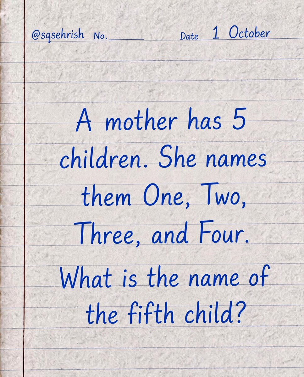 sqsehrish's tweet photo. Only people who pay attention to details can solve this.

What's the name of 5th child? https://t.co/90VQ7RRR7G