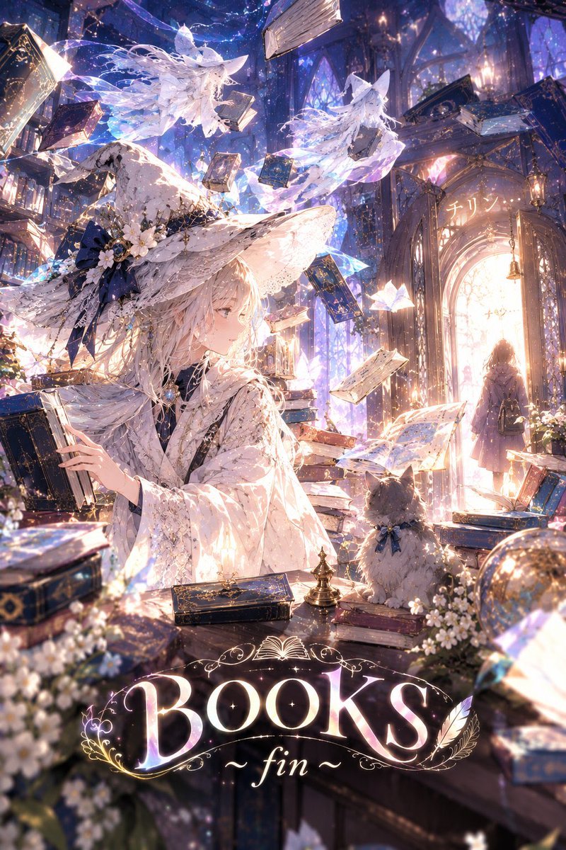 Hisui9735's tweet photo. ￼代々継がれた禁書庫の番人は、今宵自ら禁忌を犯す。

禁書庫の番人、護り人。
私が禁忌を犯した理由など、
きっと、些細な好奇心だけだった。

ここに封印されるのは、記憶を消せる禁書と筆。
書庫に並ぶのは、記憶と未来、
生と死に纏わる禁書目録、その全て。

虹色に輝く 見通す瞳は揺れ動き、
苦しみを忘却へ綴り、禁書の山を積み上げる。

知ってしまった、幸せな前世。
理解してしまった、課された使命の異常性。

離せなくなってしまった、筆と禁書は、
震える手で記憶をひとつと、またひとつ。
ゆっくり、確実に手離してゆく。

あんなに幸せだった前世を知って尚
今の自分を生きるなんて、私には、選べないから。

「要らない……こんなもの要らない…！ッ……、」

それなのに 虹色の瞳から零れる
記憶の涙は、禁書目録を滲ませる。

───手離したくない
……忘れたくない。

何もかもが私で、この全てで成り立っていて。

忘れたくない人がいる。
忘れたくないぬくもりがある。
手離したくないあなたが“今”にいる。

禁書に封じ込めた記憶は、滲んだ文字から放たれる。

辛い、苦しい、
──心が、痛い。

それでも同時に、それ以上に。
前世も、今も、未来さえ、
全てを取り戻して尚、それでも立ち上がる自分がいた。

あなたを忘れることが怖い

今の記憶を魂を、私が私である所以を
ここで殺して逃げてしまうくらいなら
記憶を継いだ私ごと、すべて未来へ捧げよう。

今に嘆くのはもう終わり。

禁書を一冊、二冊と、読み返す。
その度に、取り戻されてゆく魂の記憶。

禁書が私から奪ったものは、
そして私がひとつ殺めたものは、
逃げ道ひとつ、ただそれだけだった。

#詩 #ポエム #掌編小説
#月が照らす森の言の葉BOOKS
【禁書目録/選ぶ未来】