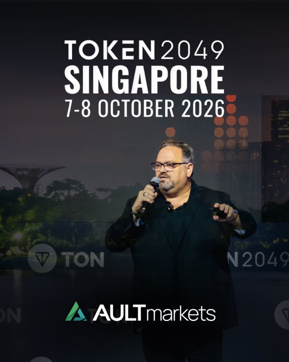 ToddAultIII's tweet photo. Next week, Singapore becomes the center of the digital asset world, and we are showing up for it.

Token2049 Singapore runs October 7 to 8, and Ault Markets will be there for both days. 

The conversations that shape this industry rarely happen in a feed. 

They happen in person, when builders, investors, and curious newcomers share a room and trade ideas openly.

Here is where to find us:
📍 Wednesday, October 7: Ault Markets Singapore Social at NCO Club, 7 PM to 10 PM 📍 Thursday, October 8: Todd Ault III keynote on the BIT Digital Stage, 12:30 PM to 12:45 PM 📍 Booth MR-15 on Level 3 📍 Booth PB-15+16 on Level 4

#Token2049 #Token2049Singapore #AultMarkets #DigitalAssets #Singapore