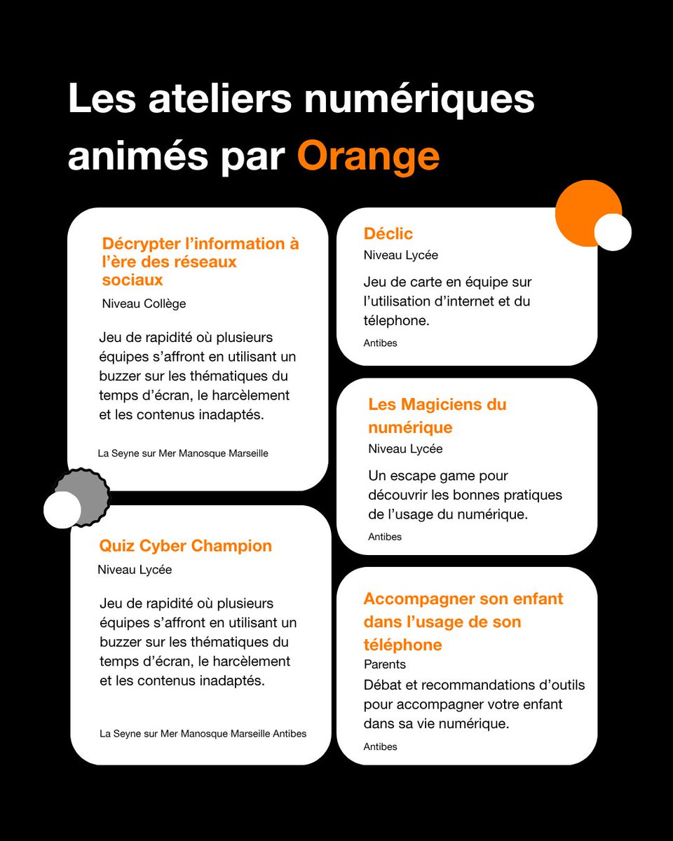 OrangeAuRA's tweet photo. Du 2 au 12 octobre, c'est la  #FêtedelaScience. Orange propose plusieurs rendez-vous dans la région.
Des ateliers et des jeux spécialement conçus pour sensibiliser les jeunes aux enjeux du numérique.

à Clermont-Ferrand :campus des Cézeaux
à Lyon : campus de la Doua
à Chambéry : Site Orange Chambéry Italie avec Eureka
à Grenoble : Minatec du CEA – Parvis des Sciences