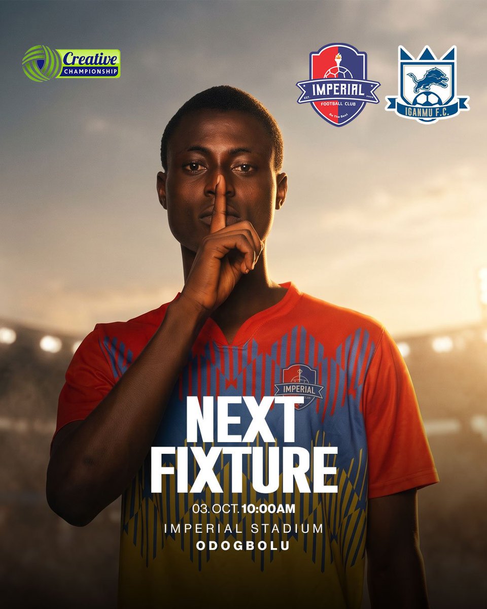 ImperialFClub's tweet photo. HOME GAME. HOME ADVANTAGE.
The stage is set, and we're ready for another battle.
We welcome Iganmu to our home ground as we look to make every moment count and secure all three points
It's time to stand together and get behind the boys.
#ImperialFC #BeTheBest #TCCLeague27 https://t.co/nvpCUPMt6O