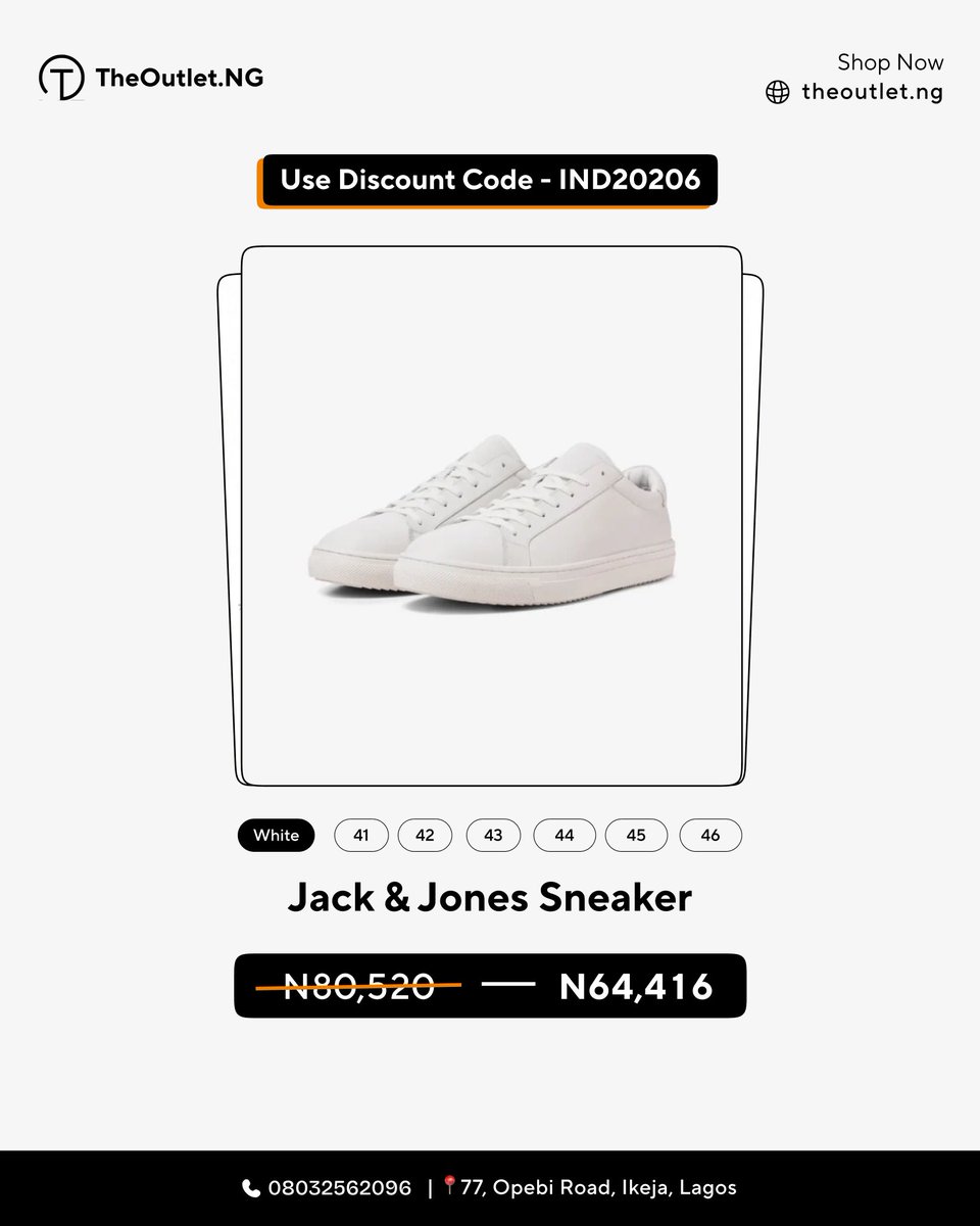 theoutlet_ng's tweet photo. Enjoy 20% OFF selected Green &amp; White Sneakers from October 1st -3rd

Use code IND202026 at checkout.

Shop here 👉 https://t.co/GhNPhTL1ke

📍 77 Opebi Road, Ikeja, Lagos

#theoutletng #discountsale #nigeriaindependence https://t.co/L1oWTqUQ1y