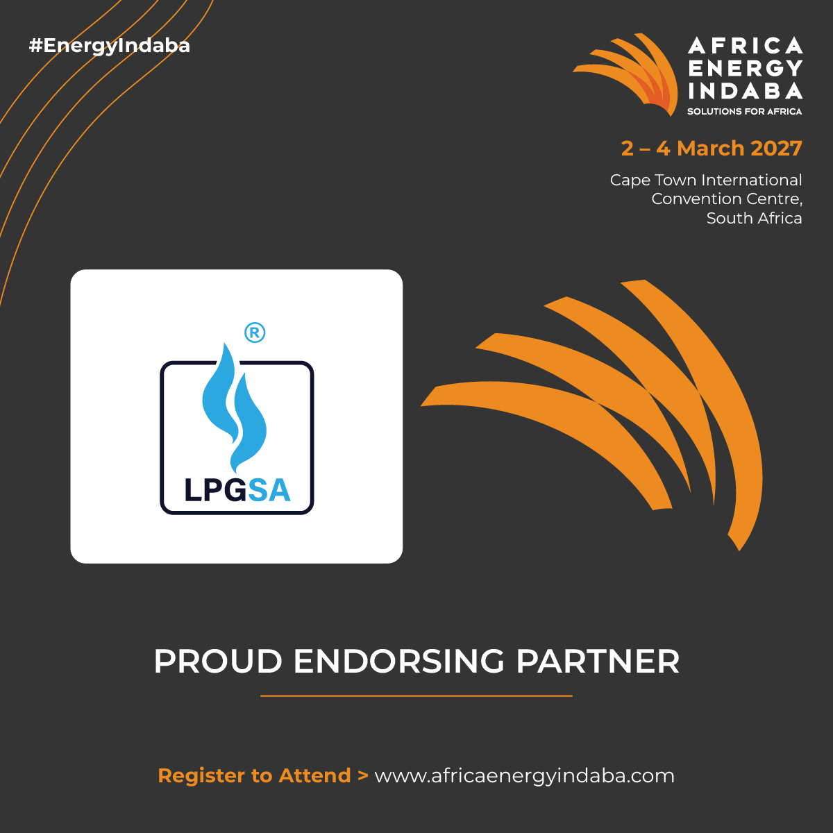 EnergyIndaba's tweet photo. Endorsing Partner Announcement: Africa Energy Indaba 2027 proudly welcomes LPGas Association of South Africa as an endorsing partner.

Conference Registration: https://t.co/DbqjyiIGyf

#AfricaEnergy #EnergyAccess #PoweringAfrica #energyinvestment https://t.co/8bZb4wSaDm