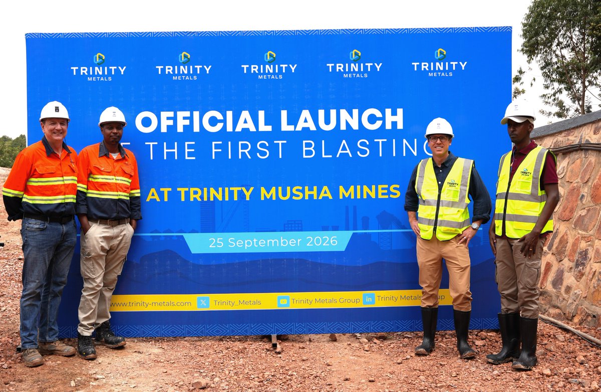 Trinity_Metals's tweet photo. Trinity Metals has completed the first controlled blast at its Musha Mine, marking a significant milestone in the mine's transformation toward a more mechanized and productive operation.

The blast was conducted on Level 5 of the Heza Decline and comprised 28 charged blast holes. Each round is expected to advance approximately 1.2 metres. That is up from approximately 0.15 metres per day under current development methods. The faster pace will support access to deeper tin-bearing zones and extend the life of the mine.

Musha is Rwanda's second largest tin producer after Trinity's Rutongo Mine, with first production from Level 5 expected within the next six months.

Access the full release: https://t.co/2nzooxWheP

#TrinityMetals #Rwanda #CriticalMinerals