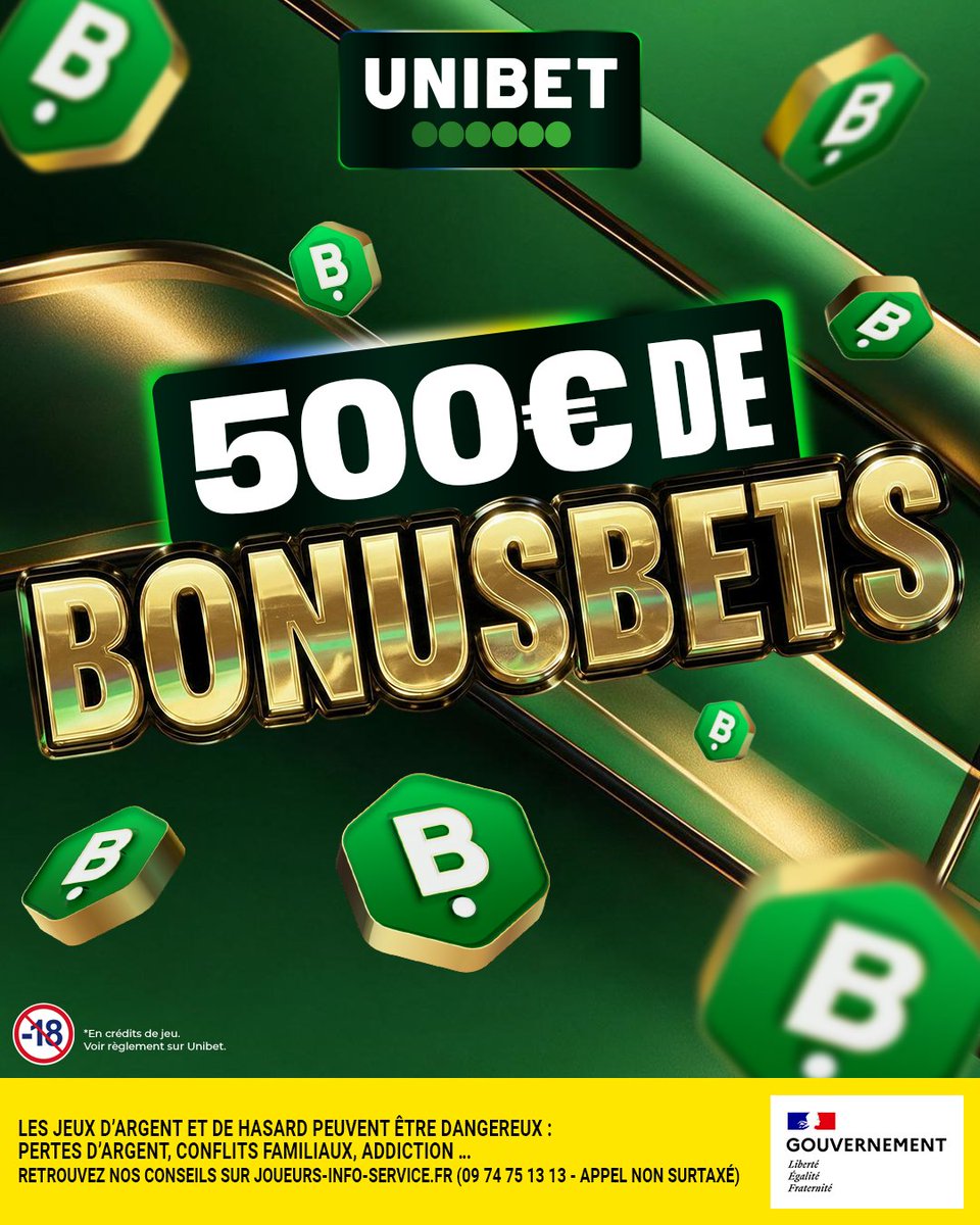 UnibetFrance's tweet photo. 👋 Des BONUSBETS à gagner ! On part avec 10 x 50€ pour ce week-end Ligue des Nations 😍

👉 RT + Follow @UnibetFrance pour participer 
🍀 TAS 03/10 https://t.co/54fLup13H2