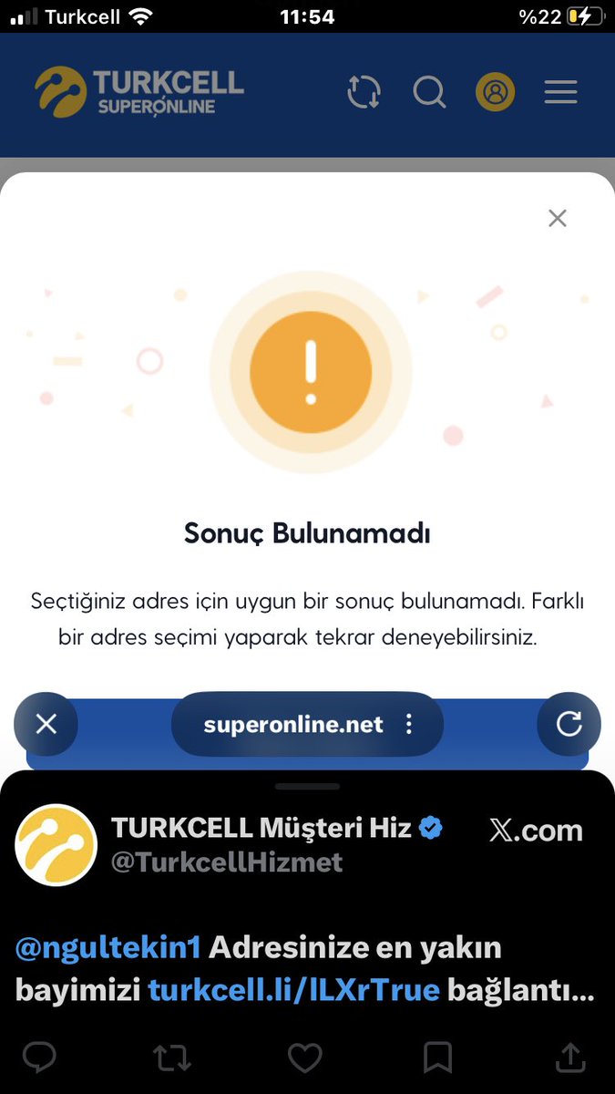 ngultekin1's tweet photo. @TurkcellHizmet @Turkcell Sonuç olumsuz İlçede yok https://t.co/G2IP5z8v83