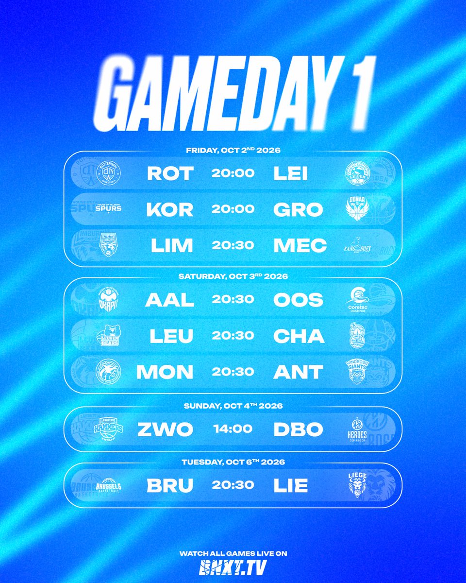 BnxtLeague's tweet photo. The wait is over. 🔥

Opening Night is here as Season ’26-’27 officially tips off tonight! 🏀

Tune in to all games LIVE on https://t.co/sFTHZIFJ6p!

🖥️ TV Game: LIM - MEC
🎥 LIVE on @playsports, @PickxSports

#BNXTLeague #OpeningNight https://t.co/XoVulxVawp
