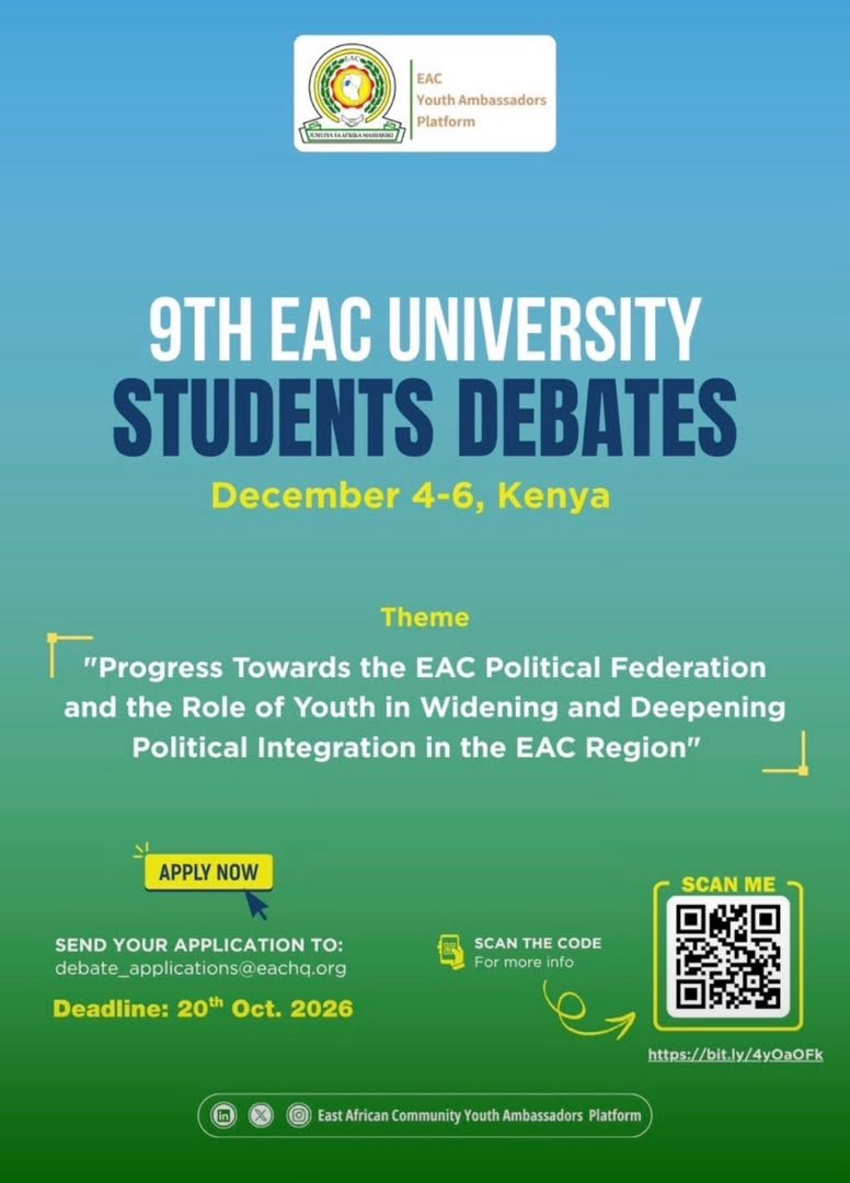 jovita71708's tweet photo. As the vice president of the East African Community Club
I call upon all university students In the east African Community to apply and be part of the transformative call
@GirlChampAwards @EAC_yap @VoicesofEAC https://t.co/LlZMlSw2Cq