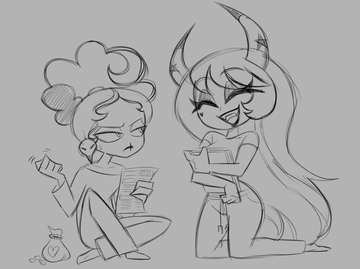 kaioshin_nex's tweet photo. Lil sketch before I sleep-

Velvette might not be into a lot of nerdy stuff, does it for Verosika. 

But might enjoy it. Maybe

I love DnD stuff https://t.co/coLYCBxW3G