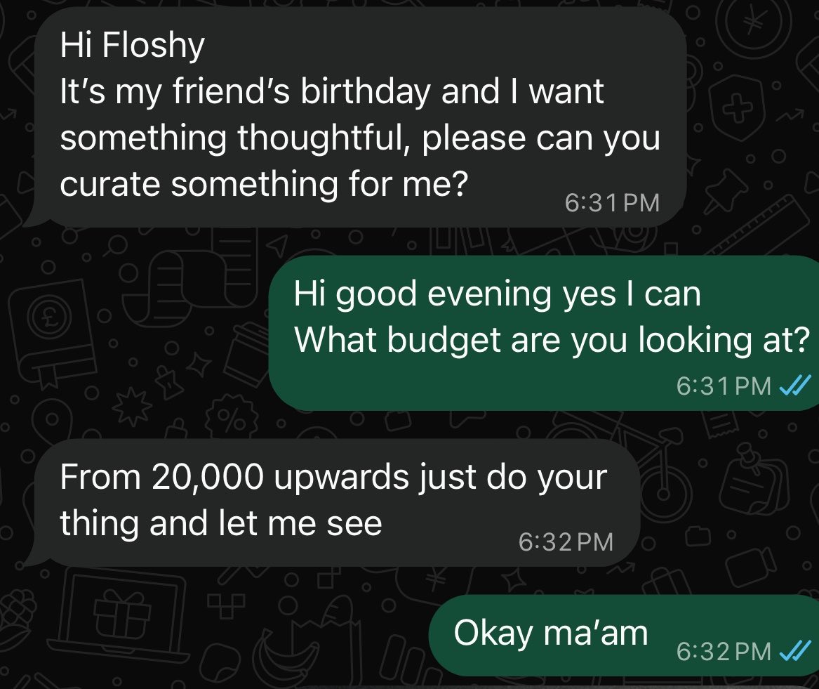 floshylopez's tweet photo. Let’s curate something thougtful for your friends , sisters and women in your lives.

We have your budget.

Remember every thought counts.
📍Ibadan
Nationwide delivery https://t.co/4Q5Bl5FxxW